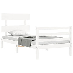 Acheter Maison Chic Cadre/structure de lit avec tête de lit pour adulte - Lit Moderne Chambre blanc simple bois massif -MN80132