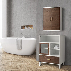 Armoire de toilette placard mural de salle de bain en bois marron / blanc Tyler Teamson Home EHF-F0011