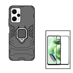 PHONECARE Kit Film Verre Trempé 5D Full Cover + Coque 3X1 Military Defender pour Xiaomi Poco F5 - Noir 