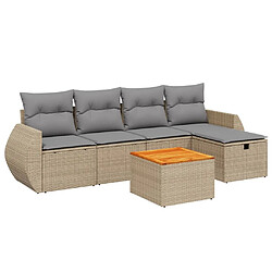 Maison Chic Ensemble à manger d'extérieur 6 pcs avec coussins,Salon de jardin,Mobilier de jardin mélange beige résine tressée -GKD549930