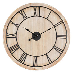 Ecd Germany Horloge murale vintage ronde en bois MDF horloge décorative pour salon Ø76 cm