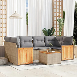 vidaXL Salon de jardin avec coussins 7 pcs beige résine tressée 