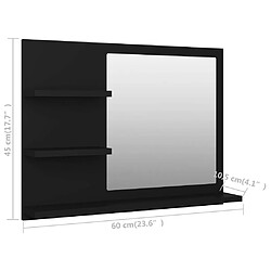 vidaXL Miroir de salle de bain noir 60x10,5x45 cm bois d’ingénierie pas cher