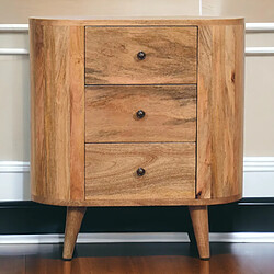 Artisan Furniture Cabinet mini en bois massif chêne avec 3 tiroirs, rangement chambre ou salon