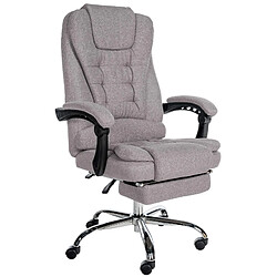 Decoshop26 Fauteuil de bureau ergonomique généreusement rembourrée avec repose-pieds en tissu gris et métal chromé 10_0002571 