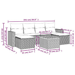 vidaXL Salon de jardin avec coussins 7 pcs gris résine tressée pas cher