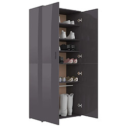 Acheter vidaXL Armoire à chaussures Gris brillant 80x39x178 cm Bois ingénierie