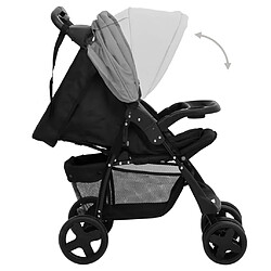 Acheter vidaXL Poussette pour bébé 3-en-1 Gris clair et noir Acier