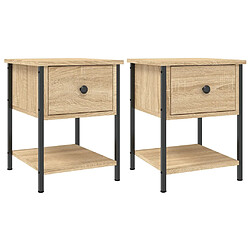 vidaXL Tables de chevet 2 pcs chêne sonoma 34x35,5x45 cm