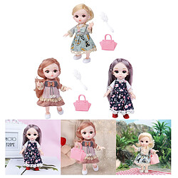 3x 14 Articulations Mobiles 1/12 Baby Doll 3D Eyes Fashion Toy Accs