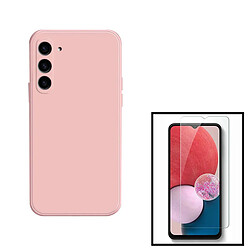 PHONECARE Kit Verre Trempé ClearGlass + Coque Silicone Liquide pour Samsung Galaxy A34 5G - Rose