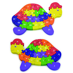 Viga - Puzzle 3D Alphabet & Chiffres 2 en 1 en Forme de Tortue - Bois 