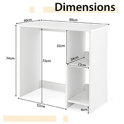 Acheter Helloshop26 Bureau d'ordinateur table de travail pour petit espace avec 2 compartiments bureau informatique 40 x 80 x 74 cm blanc 20_0007990