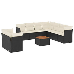 Maison Chic Salon de jardin 11 pcs avec coussins, Ensemble Tables et chaises d'extérieur noir résine tressée -GKD810399