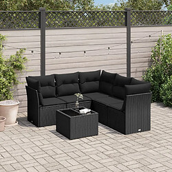 vidaXL Salon de jardin 6 pcs avec coussins noir résine tressée