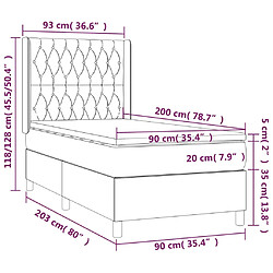 Acheter Maison Chic Lit adulte- Lit + matelas + LED,Sommier à lattes de lit matelas LED Gris foncé 90x200cm Velours -GKD15163