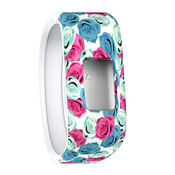 Wewoo Bracelet pour montre connectée Dragonne Sport en silicone avec Motif fleurs Garmin Vivofit JRTaille Grand Bleu + Rouge 