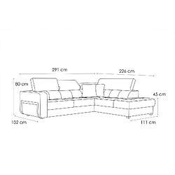 Acheter Courtois Laville Canapé d'angle droit Bergo 5 places en tissu brique avec coussins déco