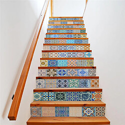 13Pcs 3D Auto-adhésif Escalier Escalier Riser Sticker Plancher DIY Sticker Mural # 9 pas cher