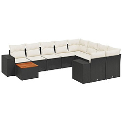 Maison Chic Salon de jardin 10 pcs avec coussins, Ensemble Tables et chaises d'extérieur noir résine tressée -GKD610703