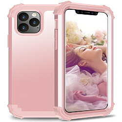 Wewoo Coque Rigide Pour iPhone 11 Pro PC + Silicone Protection anti-chute téléphone portable en trois parties Or rose