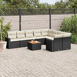 vidaXL Salon de jardin 10 pcs avec coussins noir résine tressée 