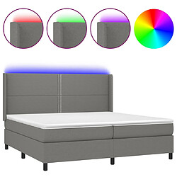 vidaXL Sommier à lattes de lit matelas LED Gris foncé 200x200 cm Tissu