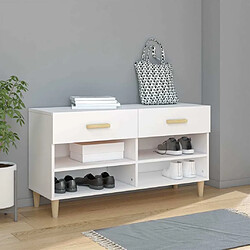 Maison Chic Armoire à Chaussures,Meuble de Rangement à Chaussures Blanc 102x35x55 cm Bois d'ingénierie -MN58644