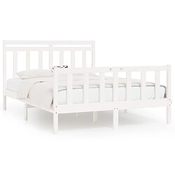 Maison Chic Lit Moderne Chambre - Cadre/structure de lit pour adulte Blanc Bois de pin massif 150x200 cm Très grand -MN66723