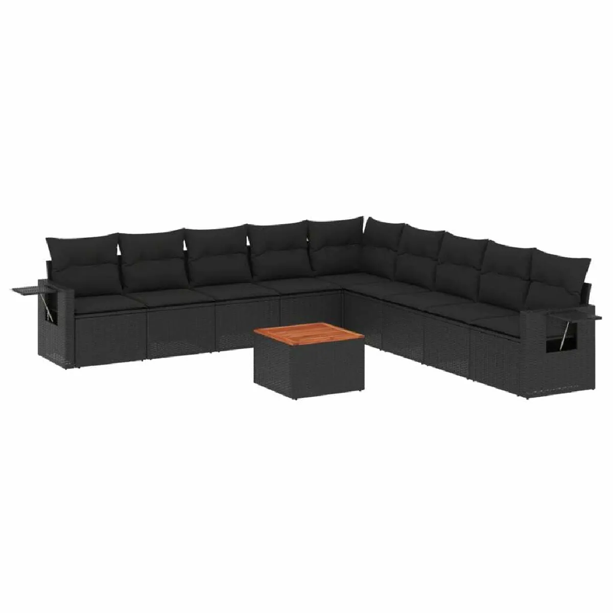 Maison Chic Salon de jardin 10 pcs avec coussins, Ensemble Tables et chaises d'extérieur noir résine tressée -GKD826728