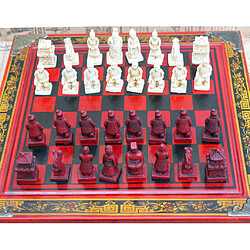 Avis Jeu d'Echecs Chinois en Résine Rouge Vintage Echiquier Plateau Jeu Forme Terra-Cotta Warriors