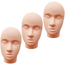 tete mannequin,Têtes d'exercice pour maquillage Tête De Mannequin De Mannequin De Silicone 3x Pour La Greffe De Cils De Massage De Maquillage