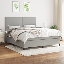 vidaXL Sommier à lattes de lit avec matelas Gris clair 180x200cm Tissu