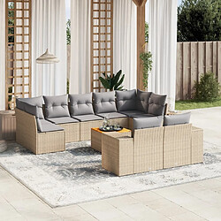 Maison Chic Salon de jardin avec coussins 10 pcs, Ensemble Tables et chaises de jardin, beige résine tressée -GKD461123