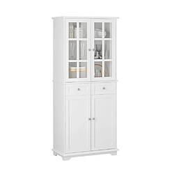 SoBuy FSB76-W Buffet Haut, Buffet de Cuisine, Armoire de Rangement, Meuble Vitrine, Meuble de Rangement