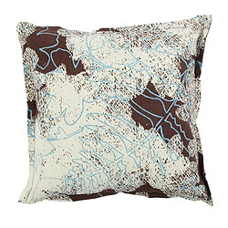 Thedecofactory CHARME - Coussin en coton déhoussable imprimé fleurs et feuilles marron 38x38