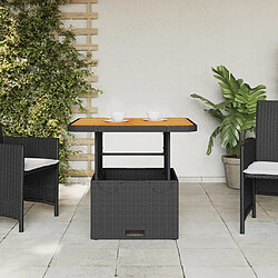 Avis Maison Chic Table de jardin | Table d'extérieur noir 80x80x71 cm résine tressée et bois acacia -GKD91701