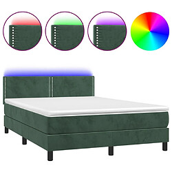 Sommier à lattes LED,Cadre à lattes de lit avec matelas pour Adulte Vert foncé 140x190 cm -MN70475