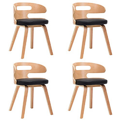 Maison Chic Lot de 4 Chaises à manger,Chaise pour cuisine noir bois courbé et similicuir -MN85367