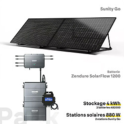 Pack Sunity Go 880W Plug & Play + 2 Batteries Zendure Solarflow 1200