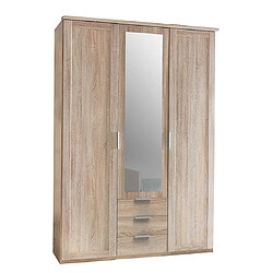 Pegane Armoire placard / meuble de rangement coloris blanc - Longueur 135 x Hauteur 208 x Profondeur 58 cm 