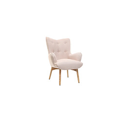 Miliboo Fauteuil design scandinave et son repose pied rose poudré et bois clair BRISTOL pas cher