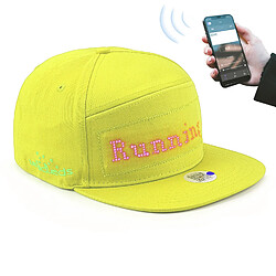 Casquette Connectéé Bluetooth Écran LED Personnalisable App Android iOS Jaune YONIS