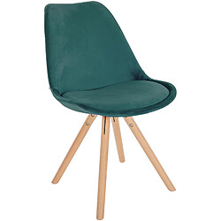 Decoshop26 Chaise de salle à manger x1 style scandinave en velours vert pieds en bois clair 10_0001460