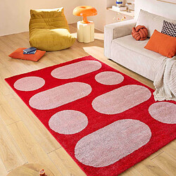 Jardindeco Tapis intérieur à poils longs Swing 381 rouge 120 x 160 cm.