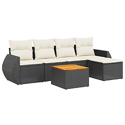 vidaXL Salon de jardin 6 pcs avec coussins noir résine tressée