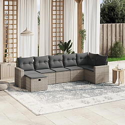 Maison Chic Salon de jardin avec coussins 7 pcs, Ensemble Tables et chaises de jardin, gris résine tressée -GKD180396