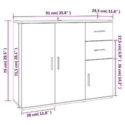 vidaXL Buffet Noir 91x29,5x75 cm Bois d'ingénierie pas cher