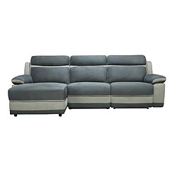 Avis Vente-Unique Canapé d'angle gauche relax en microfibre anthracite et bandes gris clair TALCA