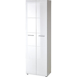 Pegane Armoire-penderie en panneau de particules /MDF laminé brillant coloris blanc - Longueur 59 x Profondeur 37 x Hauteur 197 cm